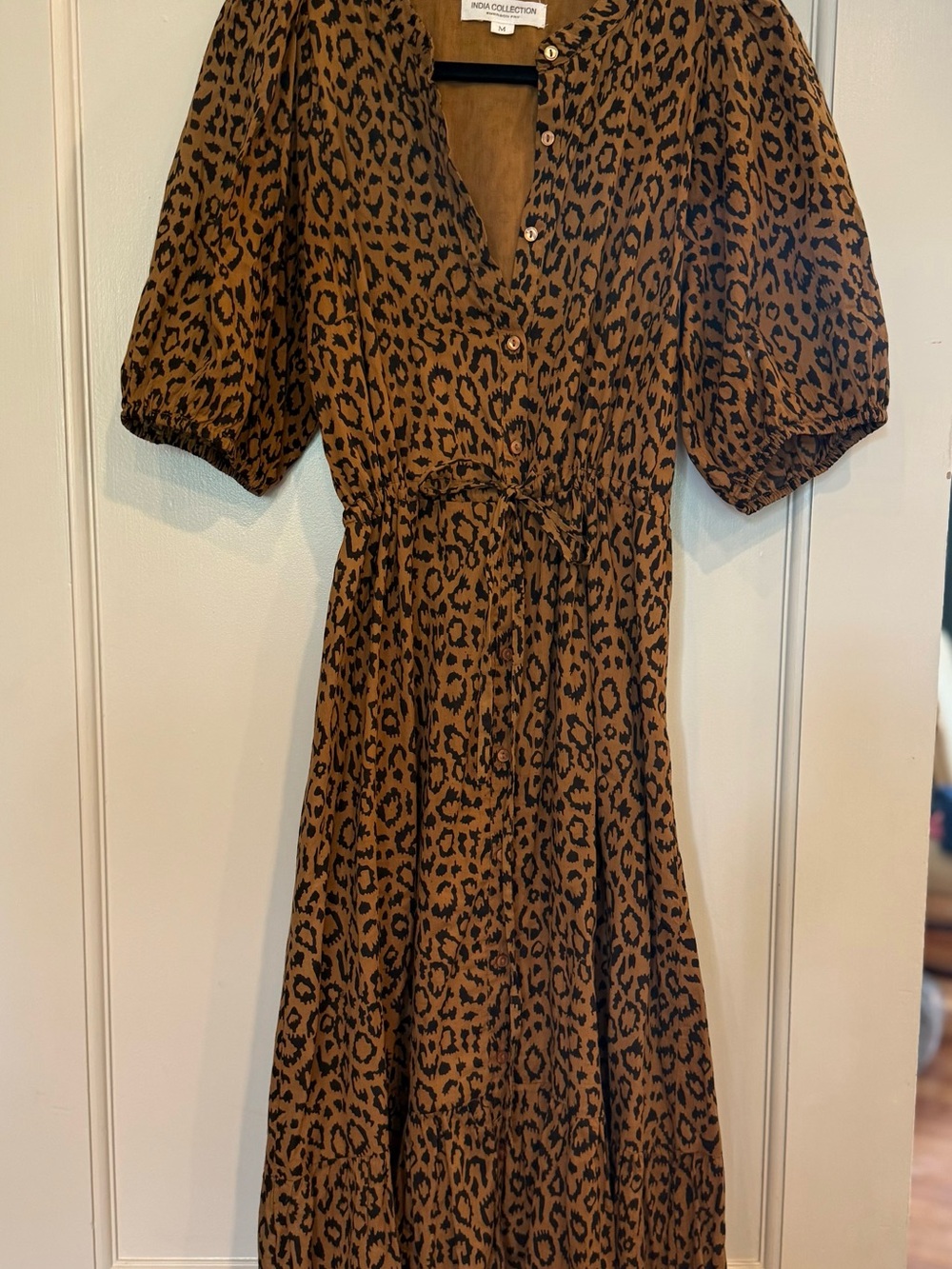Emerson Fry Leopard-Print Button Front Dress Sz M